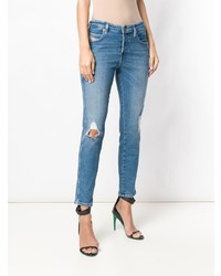 hellblaue enge Jeans mit Destroyed-Effekten von Diesel