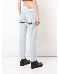 hellblaue enge Jeans mit Destroyed-Effekten von Heron Preston