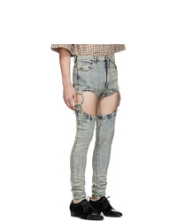 hellblaue enge Jeans mit Destroyed-Effekten von Gucci