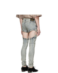 hellblaue enge Jeans mit Destroyed-Effekten von Gucci