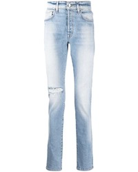 hellblaue enge Jeans mit Destroyed-Effekten von Bossi Sportswear