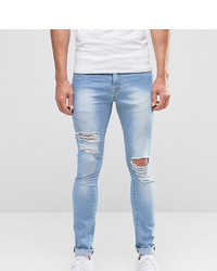 hellblaue enge Jeans mit Destroyed-Effekten von Brooklyn Supply Co.