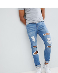hellblaue enge Jeans mit Destroyed-Effekten von Brooklyn Supply Co.