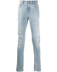 hellblaue enge Jeans mit Destroyed-Effekten von Buscemi