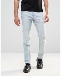 hellblaue enge Jeans mit Destroyed-Effekten von Cheap Monday