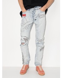 hellblaue enge Jeans mit Destroyed-Effekten von Ksubi