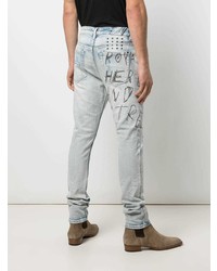 hellblaue enge Jeans mit Destroyed-Effekten von Ksubi