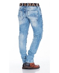 hellblaue enge Jeans mit Destroyed-Effekten von Cipo & Baxx