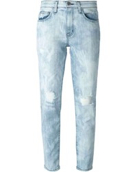 hellblaue enge Jeans mit Destroyed-Effekten von Current/Elliott