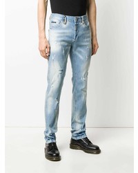 hellblaue enge Jeans mit Destroyed-Effekten von Philipp Plein