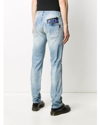 hellblaue enge Jeans mit Destroyed-Effekten von Philipp Plein