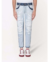 hellblaue enge Jeans mit Destroyed-Effekten von Dolce & Gabbana