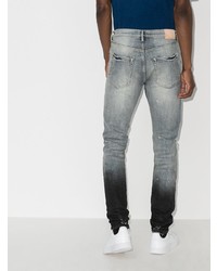 hellblaue enge Jeans mit Destroyed-Effekten von purple brand