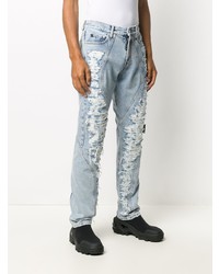 hellblaue enge Jeans mit Destroyed-Effekten von Off-White