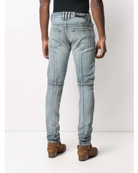 hellblaue enge Jeans mit Destroyed-Effekten von Balmain