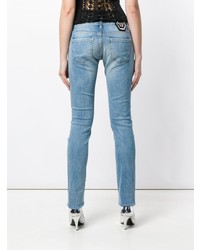 hellblaue enge Jeans mit Destroyed-Effekten von Philipp Plein