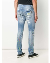 hellblaue enge Jeans mit Destroyed-Effekten von Philipp Plein