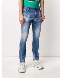 hellblaue enge Jeans mit Destroyed-Effekten von DSQUARED2