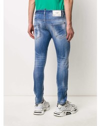 hellblaue enge Jeans mit Destroyed-Effekten von DSQUARED2