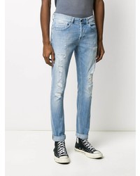 hellblaue enge Jeans mit Destroyed-Effekten von Dondup