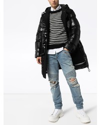 hellblaue enge Jeans mit Destroyed-Effekten von Balmain