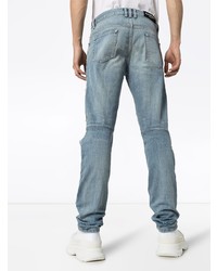 hellblaue enge Jeans mit Destroyed-Effekten von Balmain