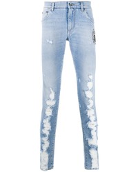 hellblaue enge Jeans mit Destroyed-Effekten von Dolce & Gabbana