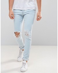 hellblaue enge Jeans mit Destroyed-Effekten von Dr. Denim