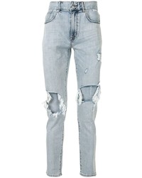 hellblaue enge Jeans mit Destroyed-Effekten von FIVE CM
