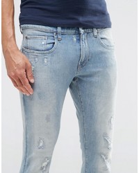 hellblaue enge Jeans mit Destroyed-Effekten von G Star