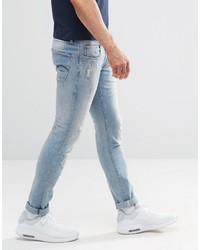 hellblaue enge Jeans mit Destroyed-Effekten von G Star