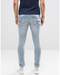 hellblaue enge Jeans mit Destroyed-Effekten von G Star