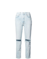 hellblaue enge Jeans mit Destroyed-Effekten von Heron Preston