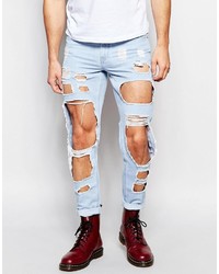 hellblaue enge Jeans mit Destroyed-Effekten von J. Lindeberg