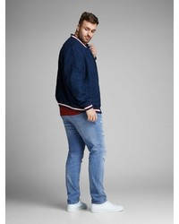 hellblaue enge Jeans mit Destroyed-Effekten von Jack & Jones