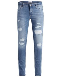hellblaue enge Jeans mit Destroyed-Effekten von Jack & Jones