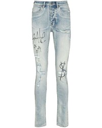 hellblaue enge Jeans mit Destroyed-Effekten von Ksubi