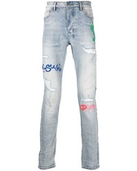 hellblaue enge Jeans mit Destroyed-Effekten von Ksubi