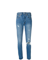 hellblaue enge Jeans mit Destroyed-Effekten von Levi's