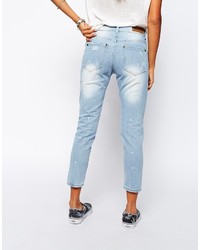 hellblaue enge Jeans mit Destroyed-Effekten von Asos