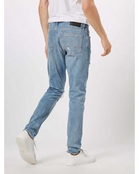 hellblaue enge Jeans mit Destroyed-Effekten von Mavi