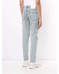 hellblaue enge Jeans mit Destroyed-Effekten von FIVE CM