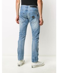 hellblaue enge Jeans mit Destroyed-Effekten von Philipp Plein