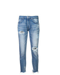 hellblaue enge Jeans mit Destroyed-Effekten von Moussy Vintage
