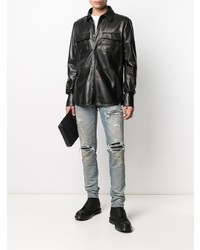 hellblaue enge Jeans mit Destroyed-Effekten von Amiri