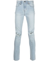 hellblaue enge Jeans mit Destroyed-Effekten von Neuw