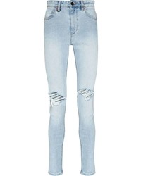 hellblaue enge Jeans mit Destroyed-Effekten von Neuw