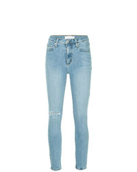 hellblaue enge Jeans mit Destroyed-Effekten von Nobody Denim