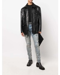 hellblaue enge Jeans mit Destroyed-Effekten von Amiri