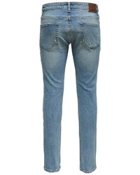 hellblaue enge Jeans mit Destroyed-Effekten von ONLY & SONS